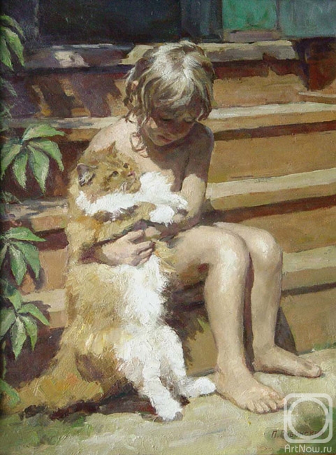 Rubinsky Pavel. Masha with a red cat