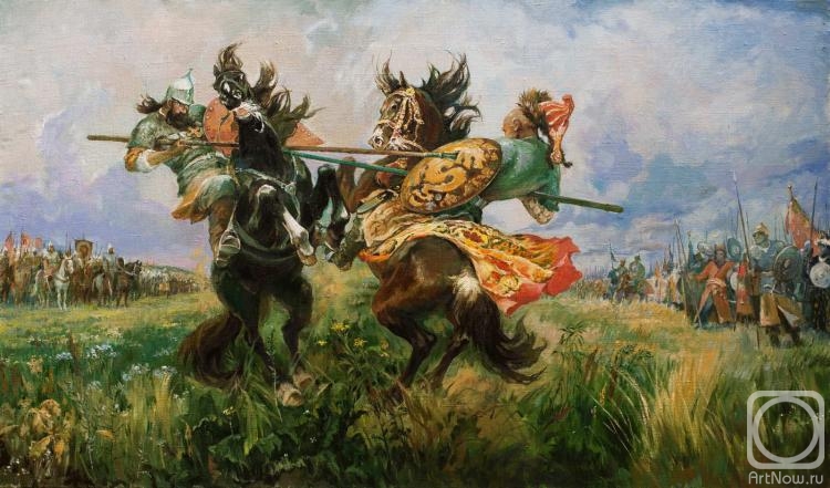 Simonova Olga. The Duel of Peresvet with Chelubey. The copy of Avilov's painting