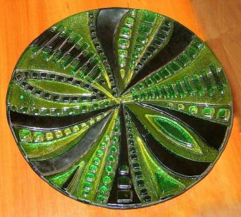 Glass dish for the holiday table, "Geometry of contrast" glass fusing