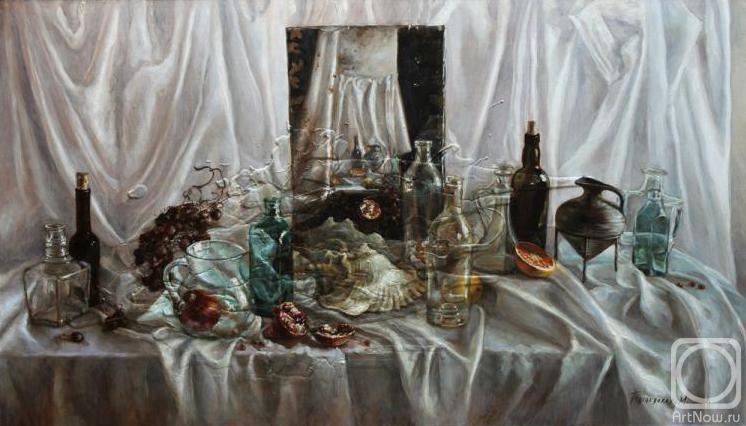 Podgaevskaya Marina. White Still Life with Bottles