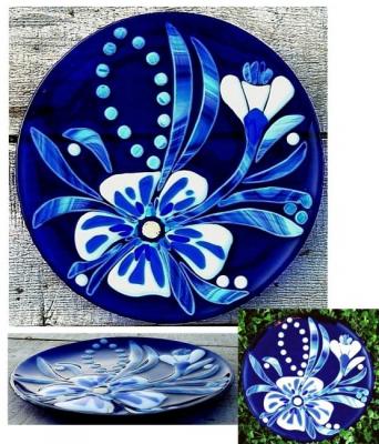 A great dish for the holiday table "Blue" glass fusing
