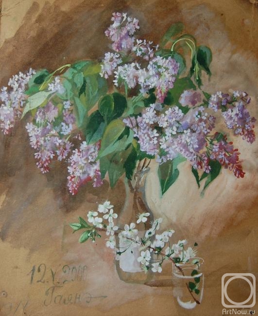 Dobrovolskaya Gayane. Bouquet of lilac and cherry branch