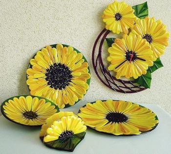 Set of elements for the interior "Sunflower mood" glass fusing