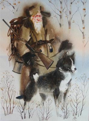 Grandfather with a husky. Kuznetsova Margarita