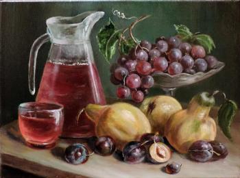 Still life with plums and quince (). Vorobyeva Olga