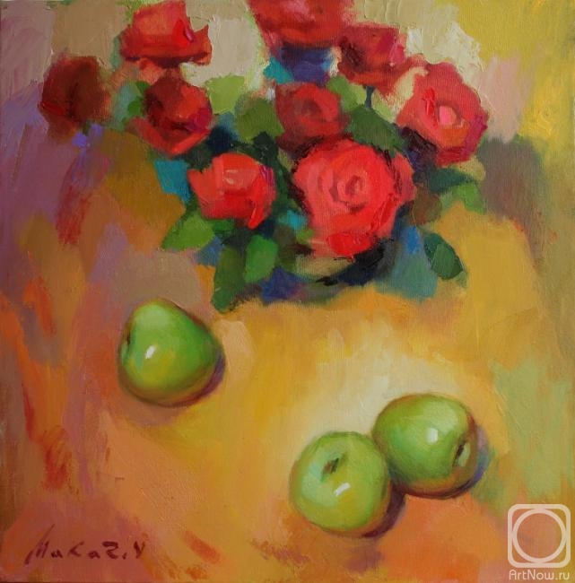 Makarov Vadim. Red fslower. Oil on canvas, 45x45 cm., 2013