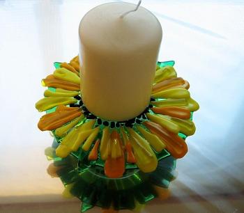 a candlestick "Sunflower" glass fusing