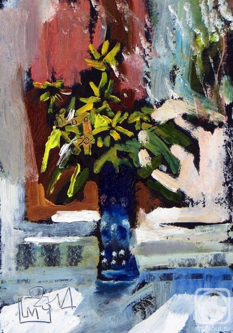Makeev Sergey. Flowers in a blue vase. 2014