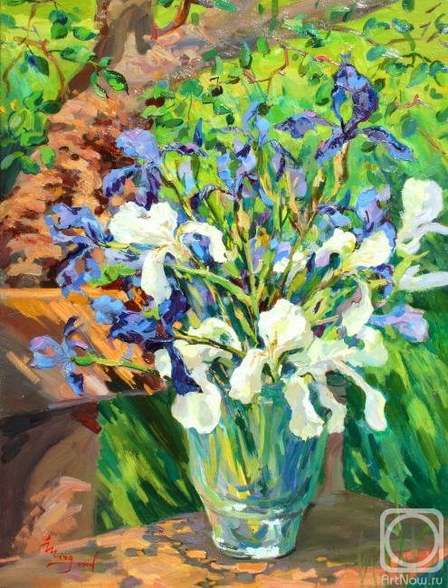 Mirgorod Igor. May morning. Irises. White with Blue