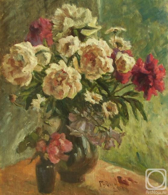 Rudin Petr. Peonies in vases