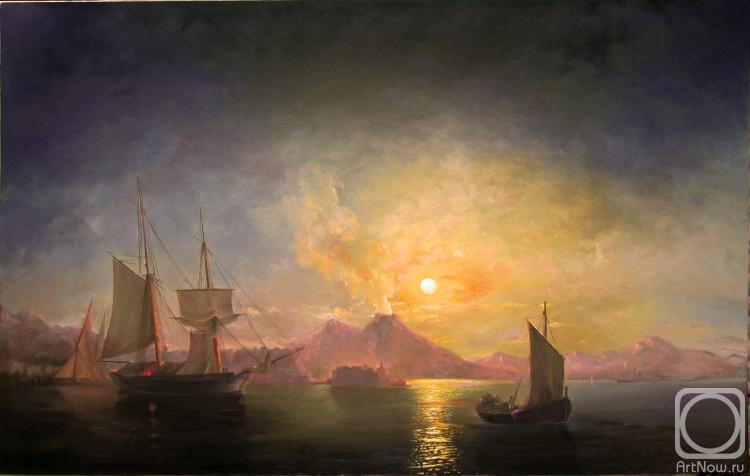 Rodionov Igor. I. Aivazovsky (1817-1900) Neaplitan Bay on a moonlit night. 1858 (copy)