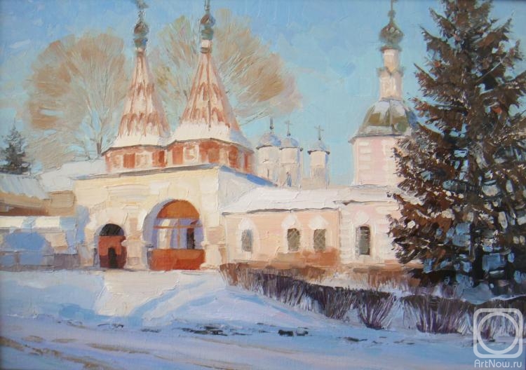 Картина маслом на холсте. Плотников Александр. Суздаль. Врата Ризоположенского монастыря