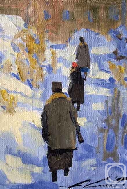 Картина маслом на холсте. Кнэхт Александр. Сугробов-то, сугробов намело!