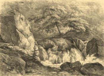 Rocky landscape with a waterfall