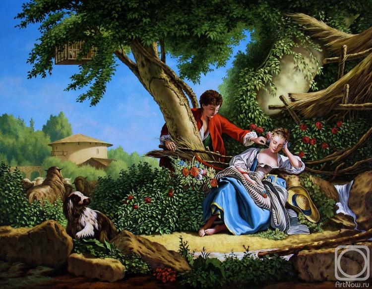 Korotych Anatoliy. Variation of François Boucher's painting "Interrupted Sleep"