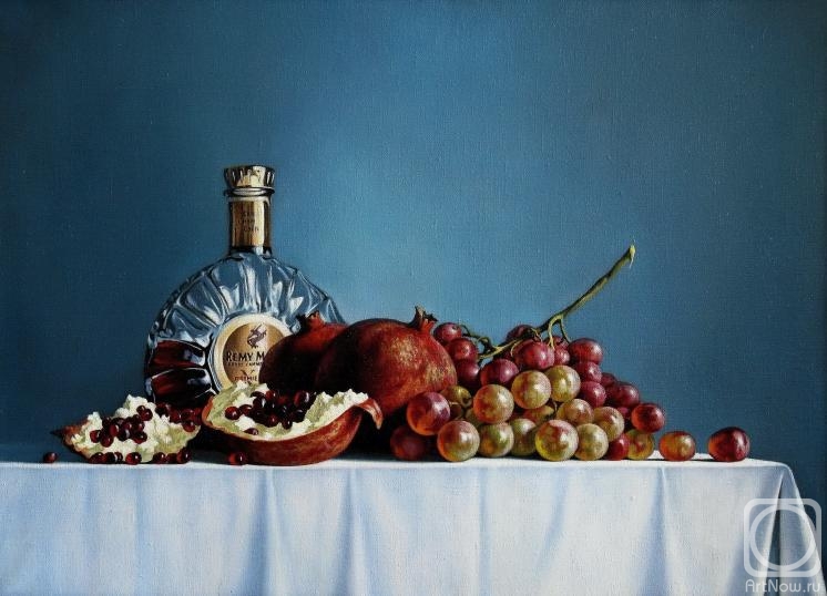 Korotych Anatoliy. Still life with cognac and fruits
