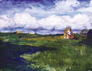 Field with Haystacks. Lesokhina Lubov