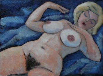 Woman on blue background (Pubes). Klenov Valeriy