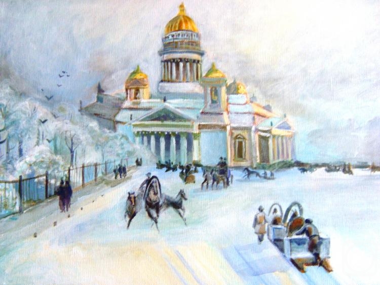 Medvedeva Maria. Copy of the painting by I. Aivazovsky "St. Isaac's Cathedral on a frosty day"