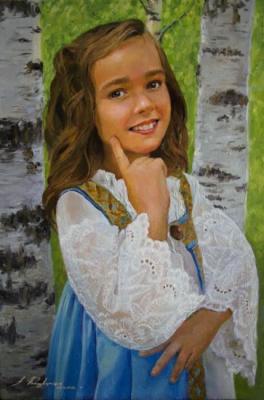 The girl's portrait in the Russian style. Novodvorskaya Alexandra