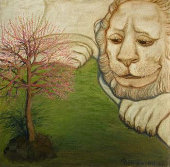 The lion planted a tree