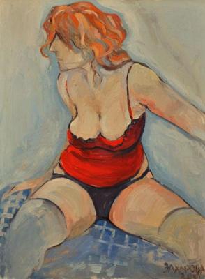 Red corset (The Big Breast). Zakharova Anastasiya