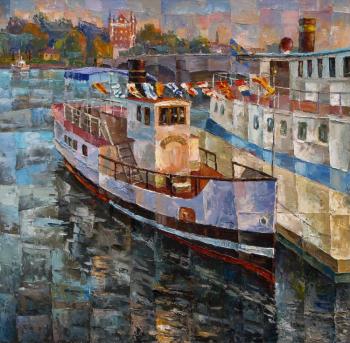 A boat with colorful flags. Kolokolov Anton