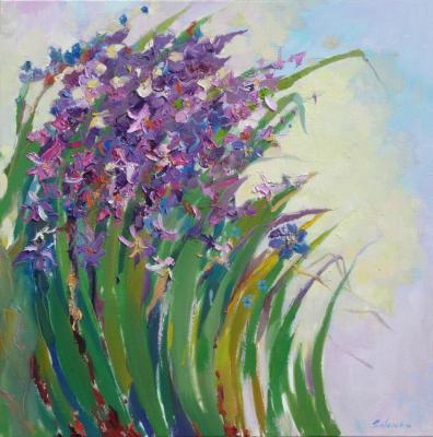 Purple fabric of flowers. Salenko Irina