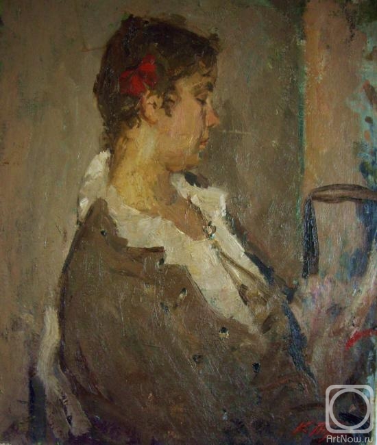 Tutevol Klavdia. Girl with a red bow