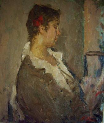 Girl with a red bow. Tutevol Klavdia