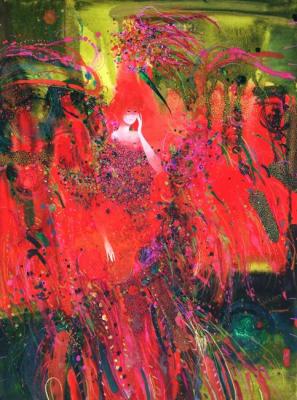 Heavenly clothing made from bird feathers (Red Feathers). Luchkina Yulia