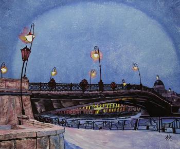 Painting Moscow. Luzhkov bridge. Aronov Aleksey