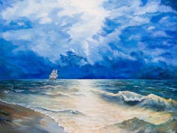 Strong wind (Sailing Ship Sea Painting). Kharhan Oleg