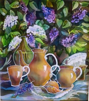 Tea party in the garden, or Under the shadow of lilacs (Shadow In The Garden). Ripa Elena