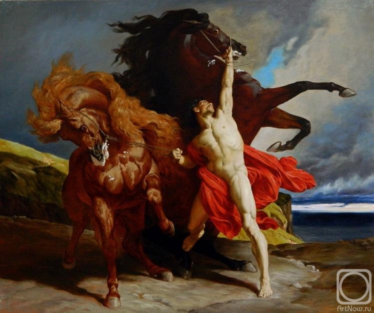 Sablin Alexander. Automedon tames the horses of Achilles. Henri Regnault