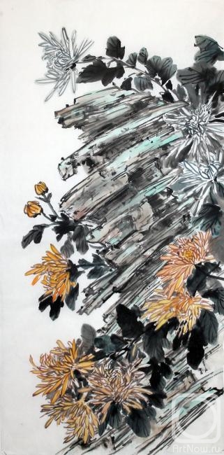 Mishukov Nikolay. Chrysanthemums on stones