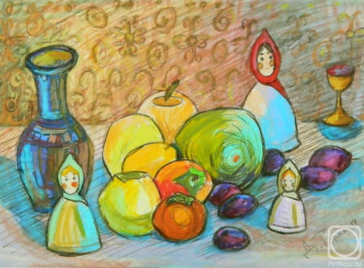 Torik-Hurmatova Dilara. Fruits and porcelain nesting dolls
