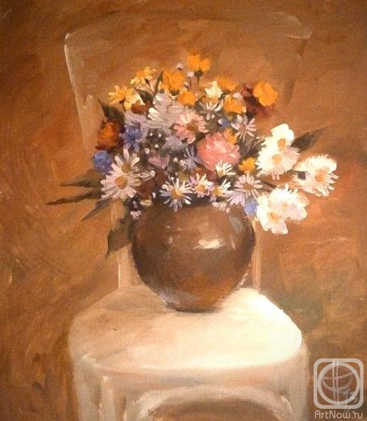 Chernovalova Nina. Small bouquet in a brown jug