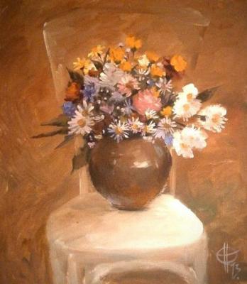 Small bouquet in a brown jug. Chernovalova Nina