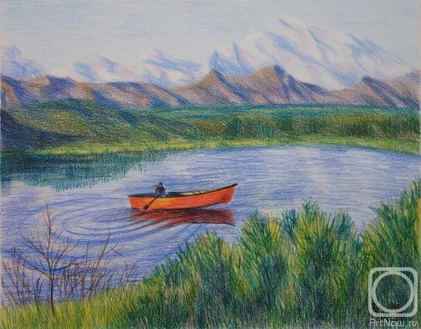 Lukaneva Larissa. Landscape with the Red Boat
