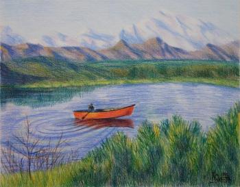 Landscape with the Red Boat. Lukaneva Larissa