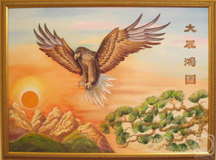 Kopylova Nadezhda. The eagle who is flying up above the sun