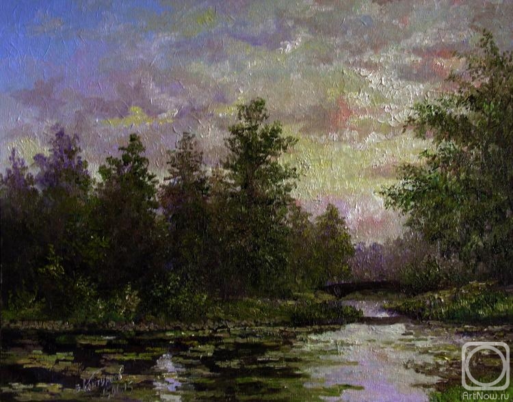 Konturiev Vaycheslav. Sunset over the overgrown pond
