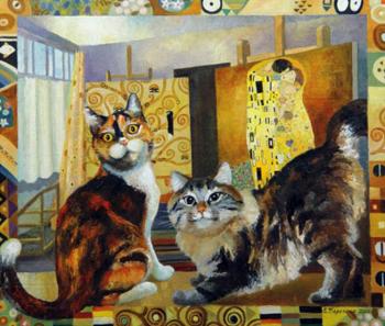 Berezina Elena Anatolievna. Klimt's cats. Series "Favourite Cats Famous Artists"