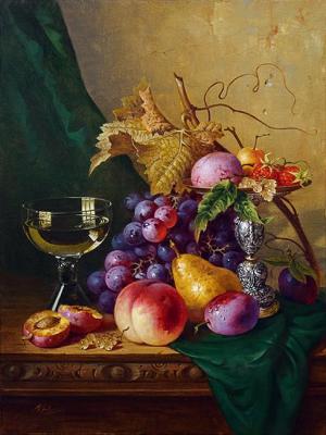 Still life with wine and fruit (Edward Ladell)