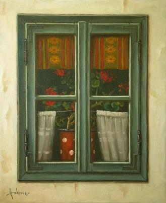 window (Red Geraniums). Vukovic Dusan