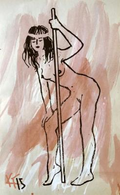 Nude with a pole. Karaceva Galina
