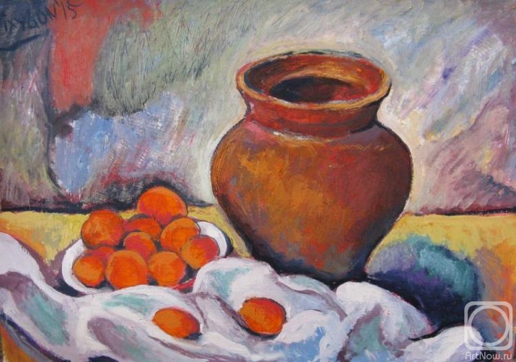 Ixygon Sergei. Plate with apricots and Jug