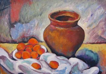 Plate with apricots and Jug. Ixygon Sergei