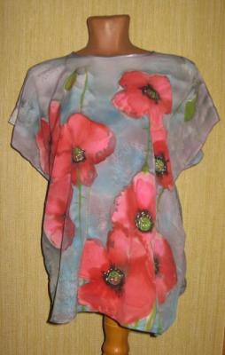 Batik shirt "Poppies". Zarechnova Yulia